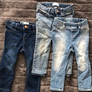 Lot of three 2T skinny jeans from baby Gap & ON